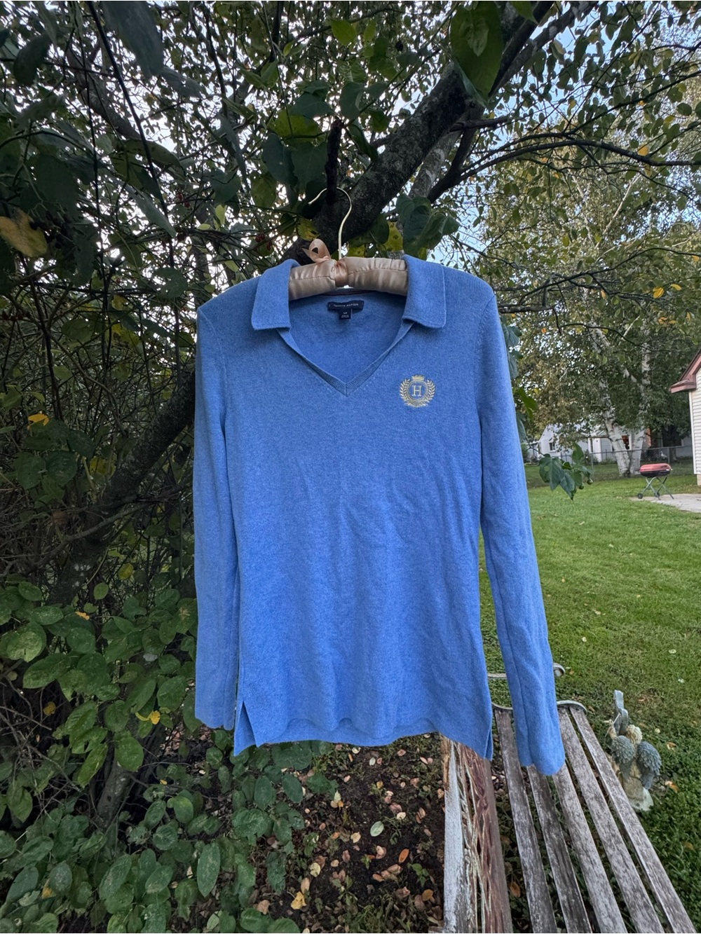 Tommy Hilfiger Light Blue Long-Sleeve Polo with Crest